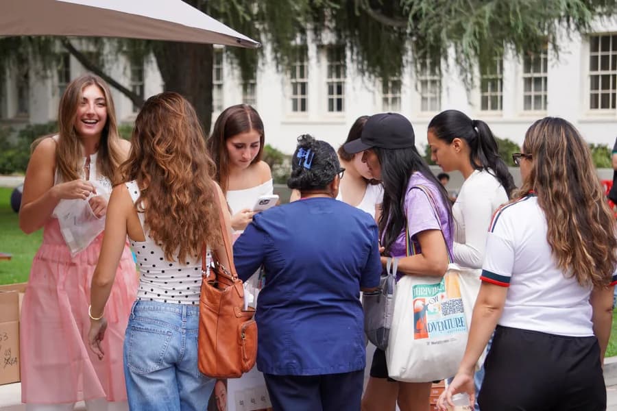 Personal product guidance at a Loyola Marymount University campus activation